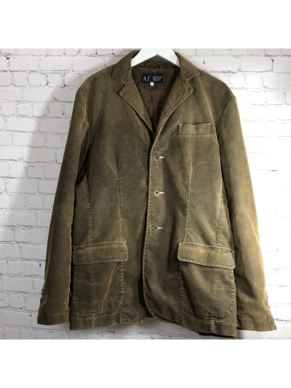 Armani Jeans Brown Corduroy Jacket with Navy Label Patch
